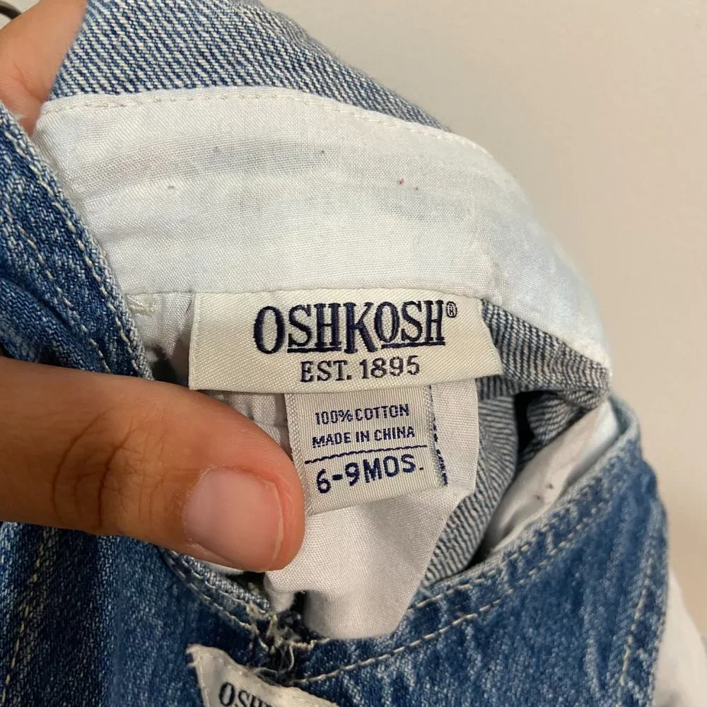 Vintage Oshkosh B'Gosh Girls Denim Overalls Size 6-9 Months
